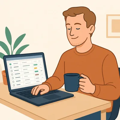 User working with spreadsheet